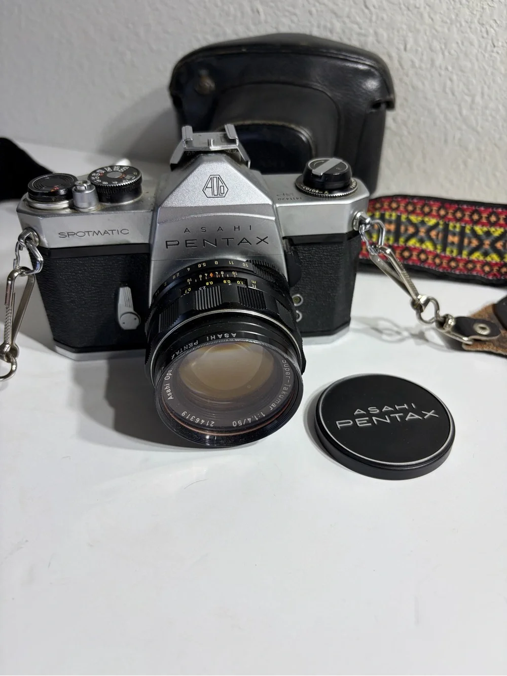Vintage Pentax Asahi 35mm Film Camera with Case & Strap